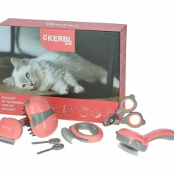 KERBL - Kit de toilettage 7 pieces kerbl - rouge et noir - pour chat