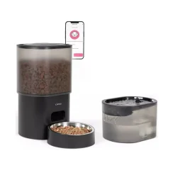 Livoo distributeur de croquettes automatique 5w noir + fontaine à eau - pet107