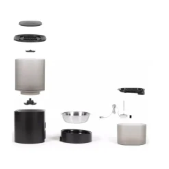 Livoo distributeur de croquettes automatique 5w noir + fontaine à eau - pet107