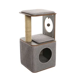 LULU S WORLD - Arbre à Chat "Cubox Duplex" gris - L. 38 x l. 38 x H. 75 cm