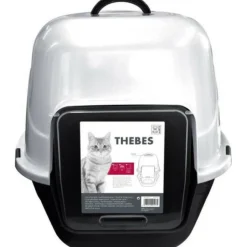 M PETS - Maison de toilette thebes - 62x53x58 cm - noir et blanc - pour chat