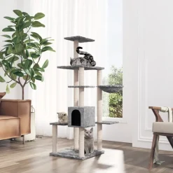 MAISON EXCLUSIVE - Arbre à chat avec griffoirs en sisal gris clair 142 cm