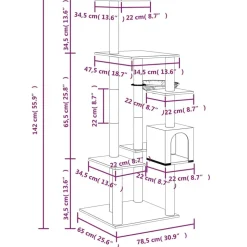 MAISON EXCLUSIVE - Arbre à chat avec griffoirs en sisal gris clair 142 cm