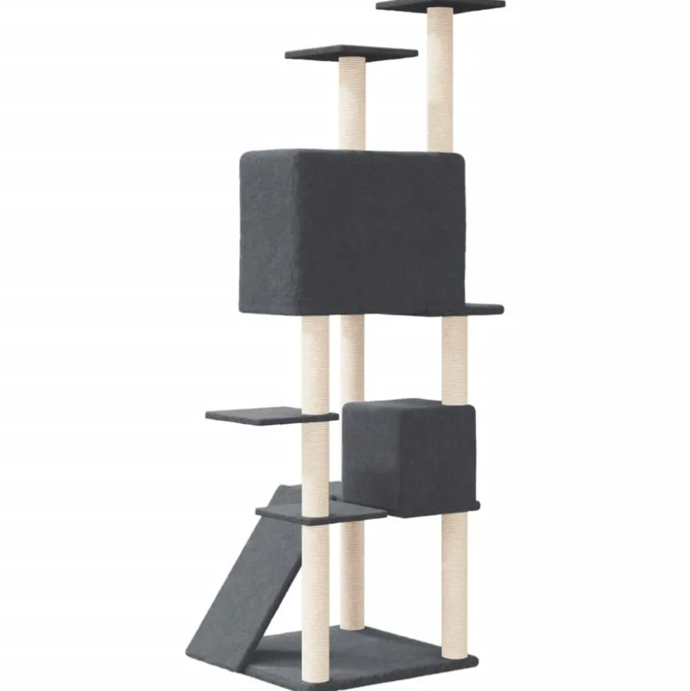 MAISON EXCLUSIVE - Arbre à chat avec griffoirs en sisal gris foncé 153 cm