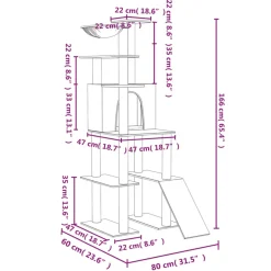 MAISON EXCLUSIVE - Arbre à chat avec griffoirs en sisal gris foncé 166 cm