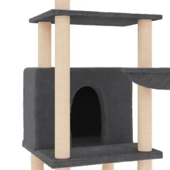 MAISON EXCLUSIVE - Arbre à chat avec griffoirs en sisal gris foncé 132 cm