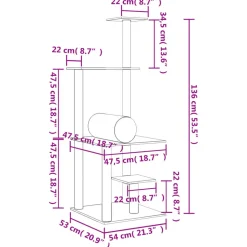 MAISON EXCLUSIVE - Arbre à chat avec griffoirs en sisal crème 136 cm