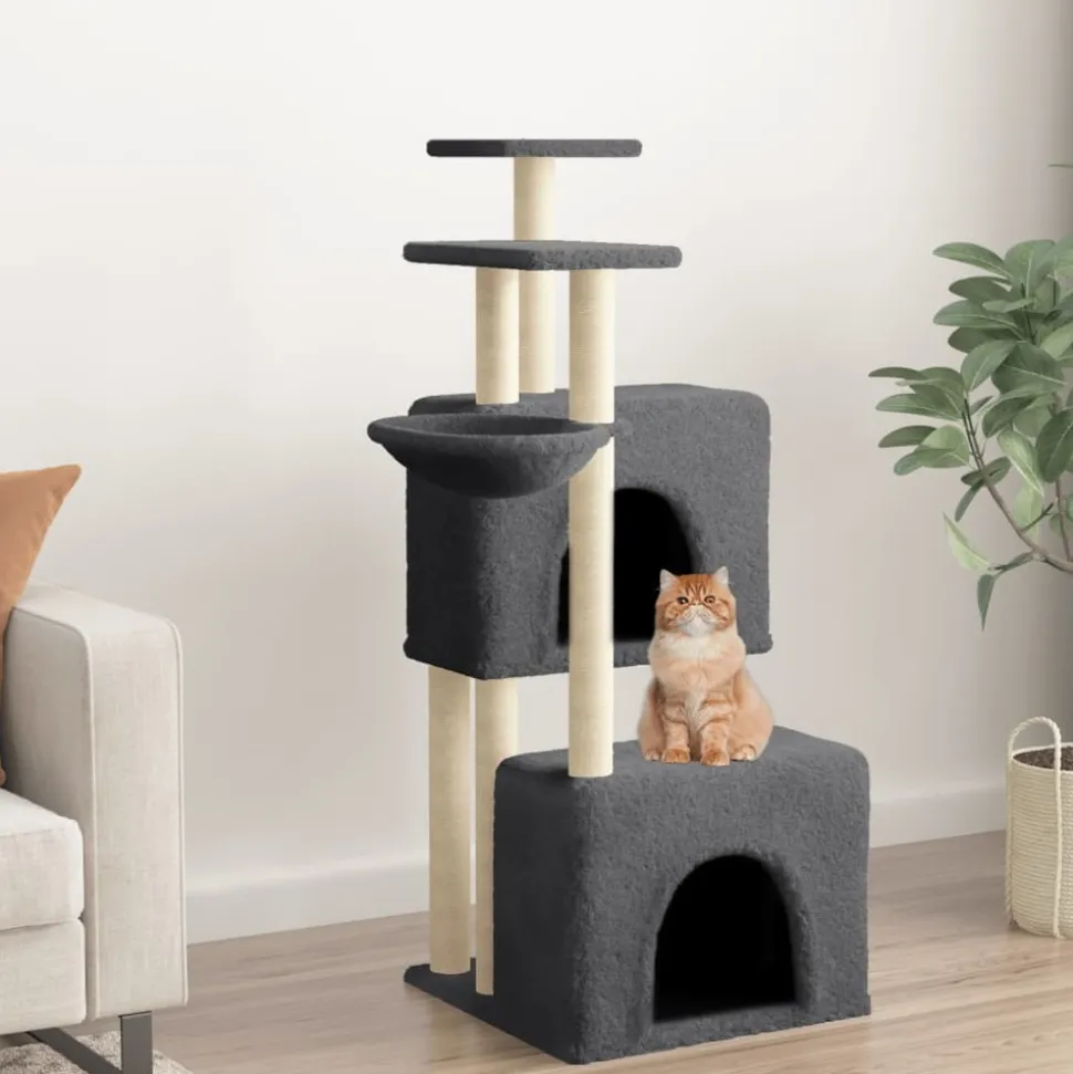 MAISON EXCLUSIVE - Arbre à chat avec griffoirs en sisal gris foncé 122 cm