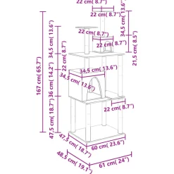 MAISON EXCLUSIVE - Arbre à chat avec griffoirs en sisal gris foncé 167 cm