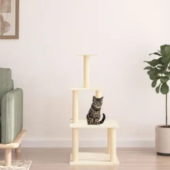 MAISON EXCLUSIVE - Arbre à chat avec griffoirs en sisal crème 111 cm