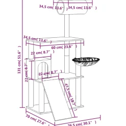 MAISON EXCLUSIVE - Arbre à chat avec griffoirs en sisal gris clair 131 cm