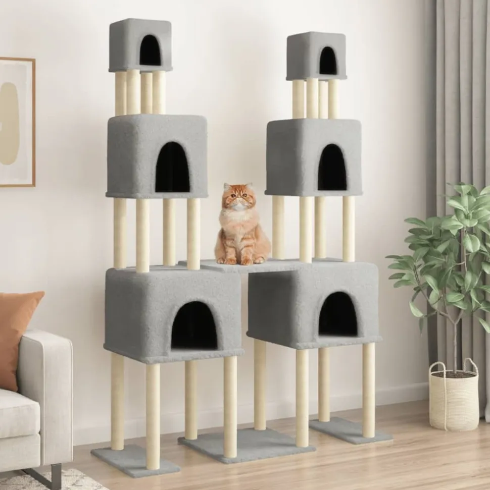 MAISON EXCLUSIVE - Arbre à chat avec griffoirs en sisal gris clair 199 cm