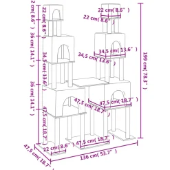 MAISON EXCLUSIVE - Arbre à chat avec griffoirs en sisal gris clair 199 cm