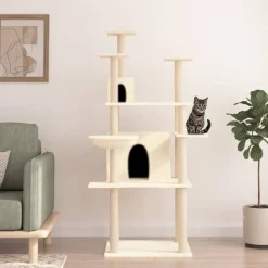 MAISON EXCLUSIVE - Arbre à chat avec griffoirs en sisal crème 166 cm