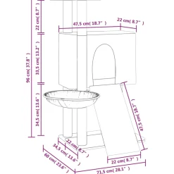 MAISON EXCLUSIVE - Arbre à chat avec griffoirs en sisal gris clair 96 cm