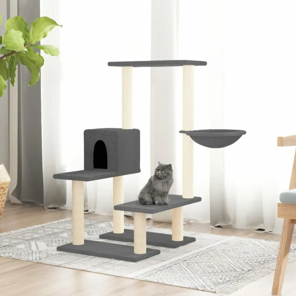 MAISON EXCLUSIVE - Arbre à chat avec griffoirs en sisal gris foncé 94,5 cm