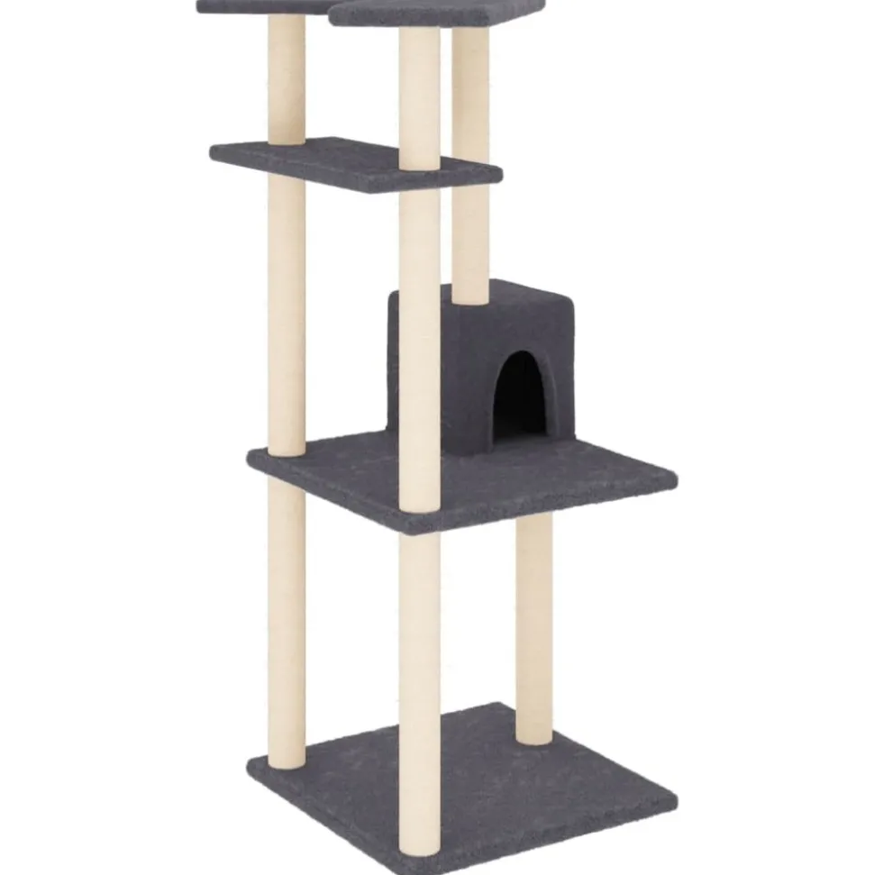 MAISON EXCLUSIVE - Arbre à chat avec griffoirs en sisal gris foncé 123 cm