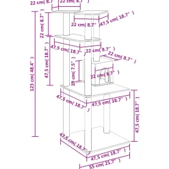 MAISON EXCLUSIVE - Arbre à chat avec griffoirs en sisal gris foncé 123 cm