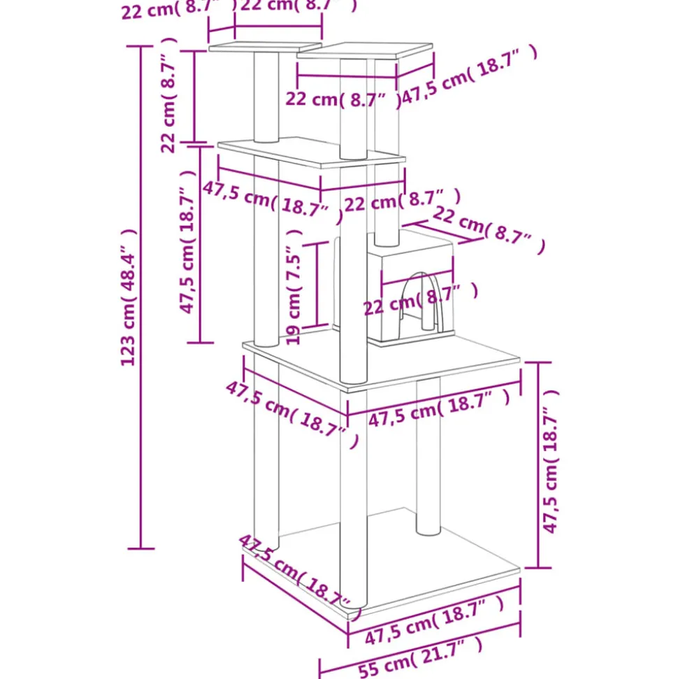 MAISON EXCLUSIVE - Arbre à chat avec griffoirs en sisal gris foncé 123 cm