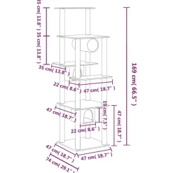 MAISON EXCLUSIVE - Arbre à chat avec griffoirs en sisal crème 169 cm