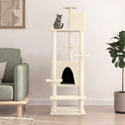 MAISON EXCLUSIVE - Arbre à chat avec griffoirs en sisal crème 154 cm