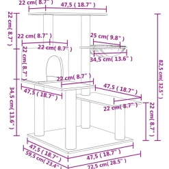 MAISON EXCLUSIVE - Arbre à chat avec griffoirs en sisal gris clair 82,5 cm