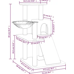 MAISON EXCLUSIVE - Arbre à chat avec griffoirs en sisal gris foncé 82 cm