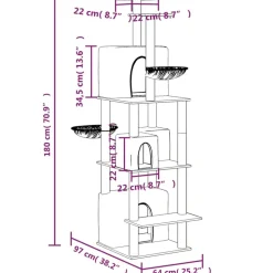 MAISON EXCLUSIVE - Arbre à chat avec griffoirs en sisal crème 180 cm