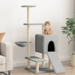 MAISON EXCLUSIVE - Arbre à chat avec griffoirs en sisal gris clair 130,5 cm