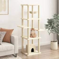 MAISON EXCLUSIVE - Arbre à chat avec griffoirs en sisal crème 154 cm