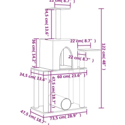 MAISON EXCLUSIVE - Arbre à chat avec griffoirs en sisal crème 122 cm