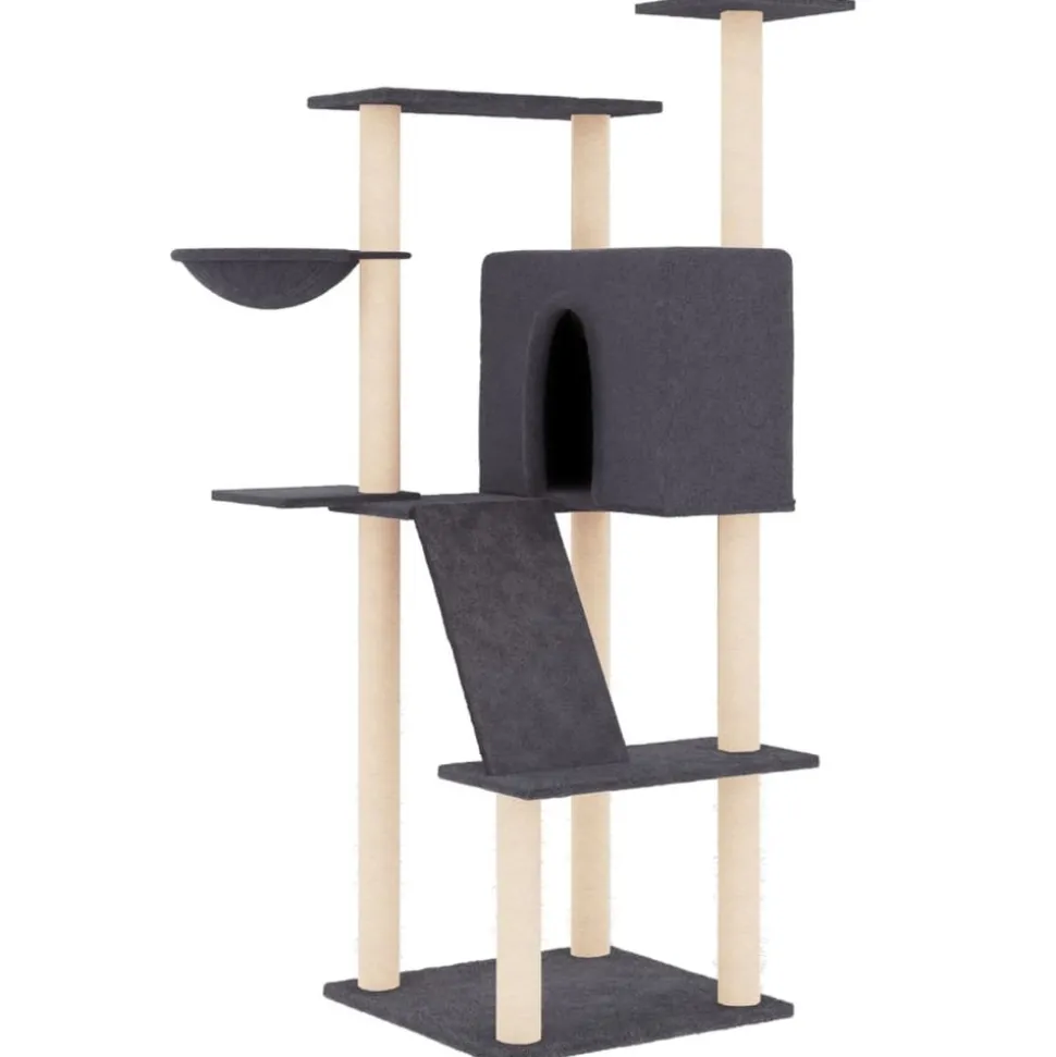 MAISON EXCLUSIVE - Arbre à chat avec griffoirs en sisal gris foncé 143 cm