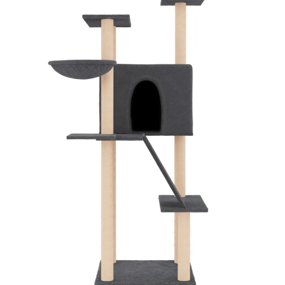 MAISON EXCLUSIVE - Arbre à chat avec griffoirs en sisal gris foncé 143 cm