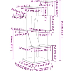 MAISON EXCLUSIVE - Arbre à chat avec griffoirs en sisal gris foncé 143 cm