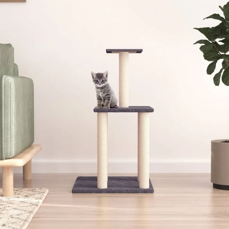 MAISON EXCLUSIVE - Arbre à chat avec griffoirs en sisal gris foncé 85,5 cm