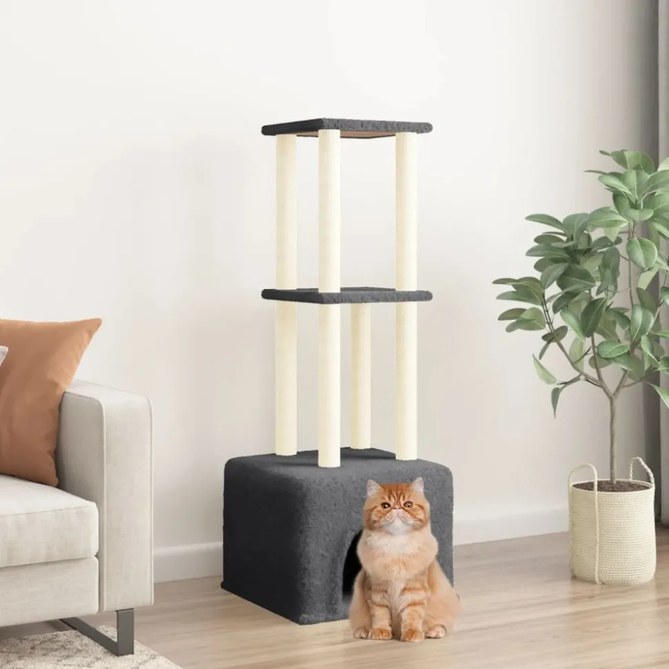 MAISON EXCLUSIVE - Arbre à chat avec griffoirs en sisal gris foncé 133,5 cm