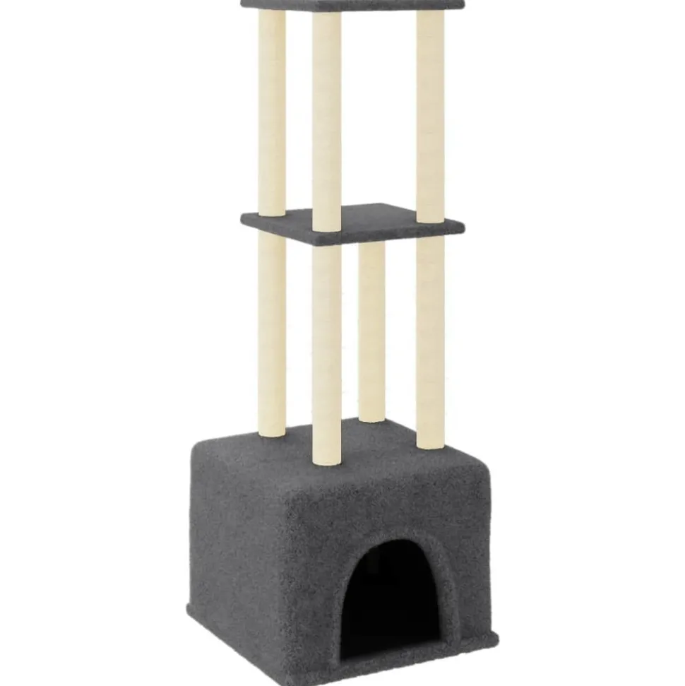MAISON EXCLUSIVE - Arbre à chat avec griffoirs en sisal gris foncé 133,5 cm