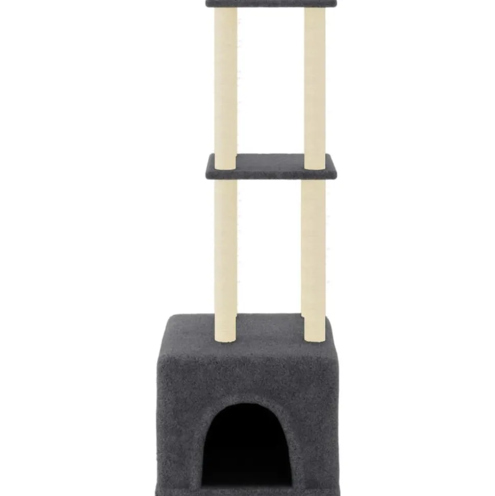 MAISON EXCLUSIVE - Arbre à chat avec griffoirs en sisal gris foncé 133,5 cm