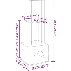 MAISON EXCLUSIVE - Arbre à chat avec griffoirs en sisal gris foncé 133,5 cm