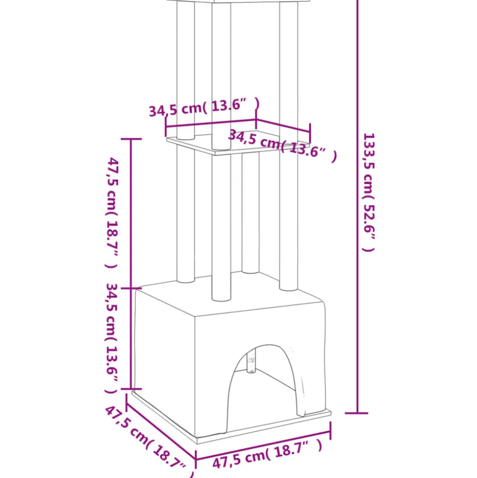 MAISON EXCLUSIVE - Arbre à chat avec griffoirs en sisal gris foncé 133,5 cm