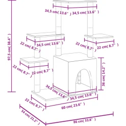 MAISON EXCLUSIVE - Arbre à chat avec griffoirs en sisal gris foncé 97,5 cm