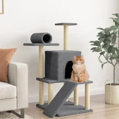MAISON EXCLUSIVE - Arbre à chat avec griffoirs en sisal gris foncé 110,5 cm