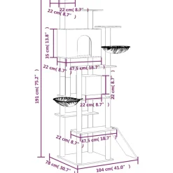 MAISON EXCLUSIVE - Arbre à chat avec griffoirs en sisal crème 191 cm