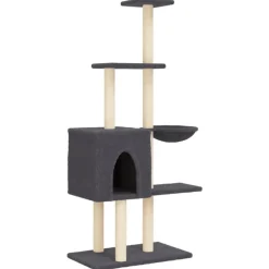 MAISON EXCLUSIVE - Arbre à chat avec griffoirs en sisal gris foncé 145 cm