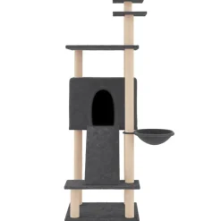 MAISON EXCLUSIVE - Arbre à chat avec griffoirs en sisal gris foncé 153 cm