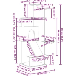 MAISON EXCLUSIVE - Arbre à chat avec griffoirs en sisal gris foncé 153 cm