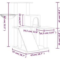 MAISON EXCLUSIVE - Arbre à chat avec griffoirs en sisal gris foncé 82 cm