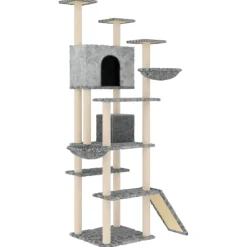 MAISON EXCLUSIVE - Arbre à chat avec griffoirs en sisal gris clair 191 cm