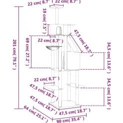 MAISON EXCLUSIVE - Arbre à chat avec griffoirs en sisal gris clair 201 cm