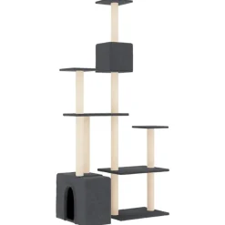 MAISON EXCLUSIVE - Arbre à chat avec griffoirs en sisal gris foncé 180 cm